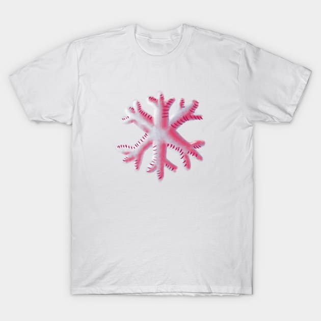 Fluffy Pink Snowflake T-Shirt by Boriana Giormova